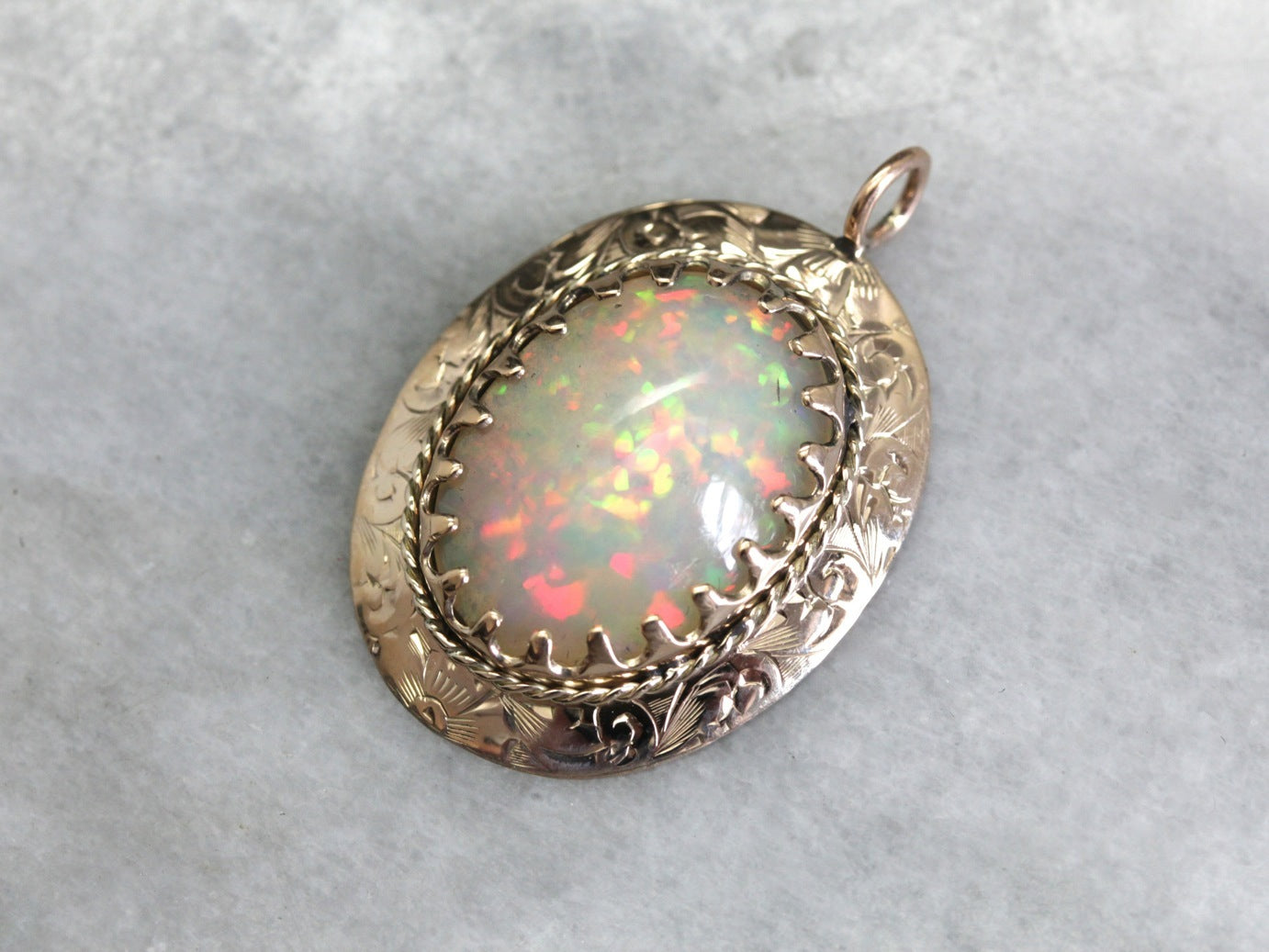 Ornate Opal Cabochon Pendant