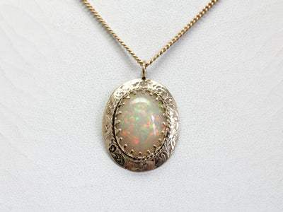 Ornate Opal Cabochon Pendant