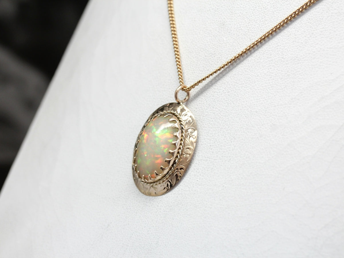 Ornate Opal Cabochon Pendant
