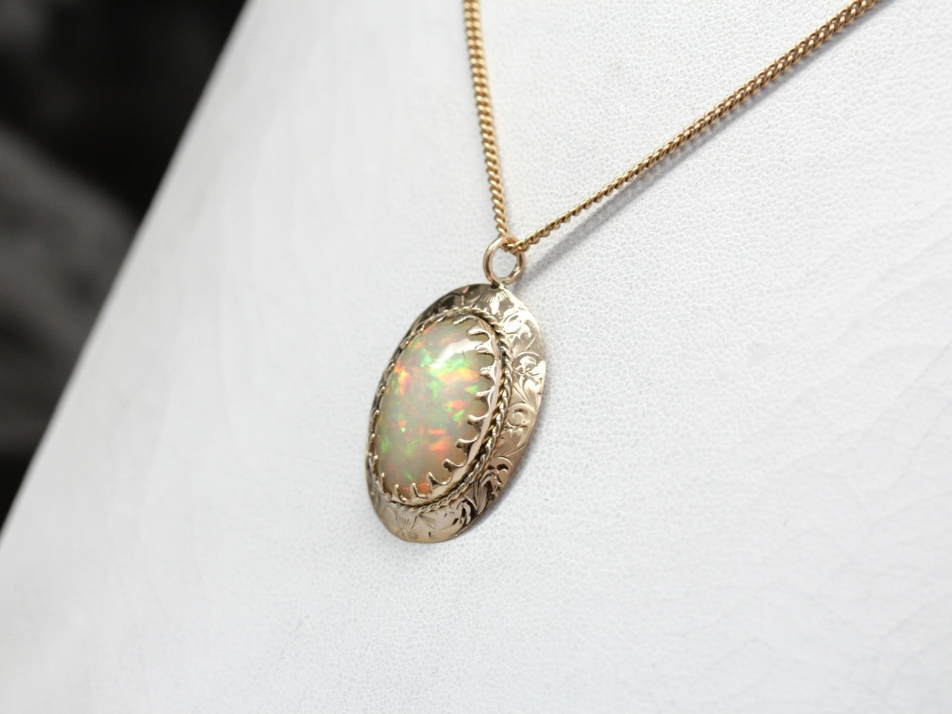 Ornate Opal Cabochon Pendant