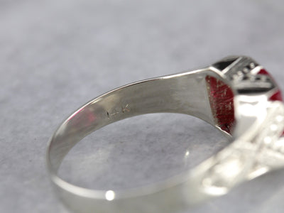 Vintage Loyal Order of Moose Ruby Glass Fraternal Ring