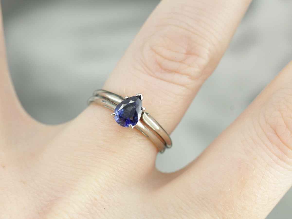 Pear Cut Sapphire Solitaire Engagement Ring