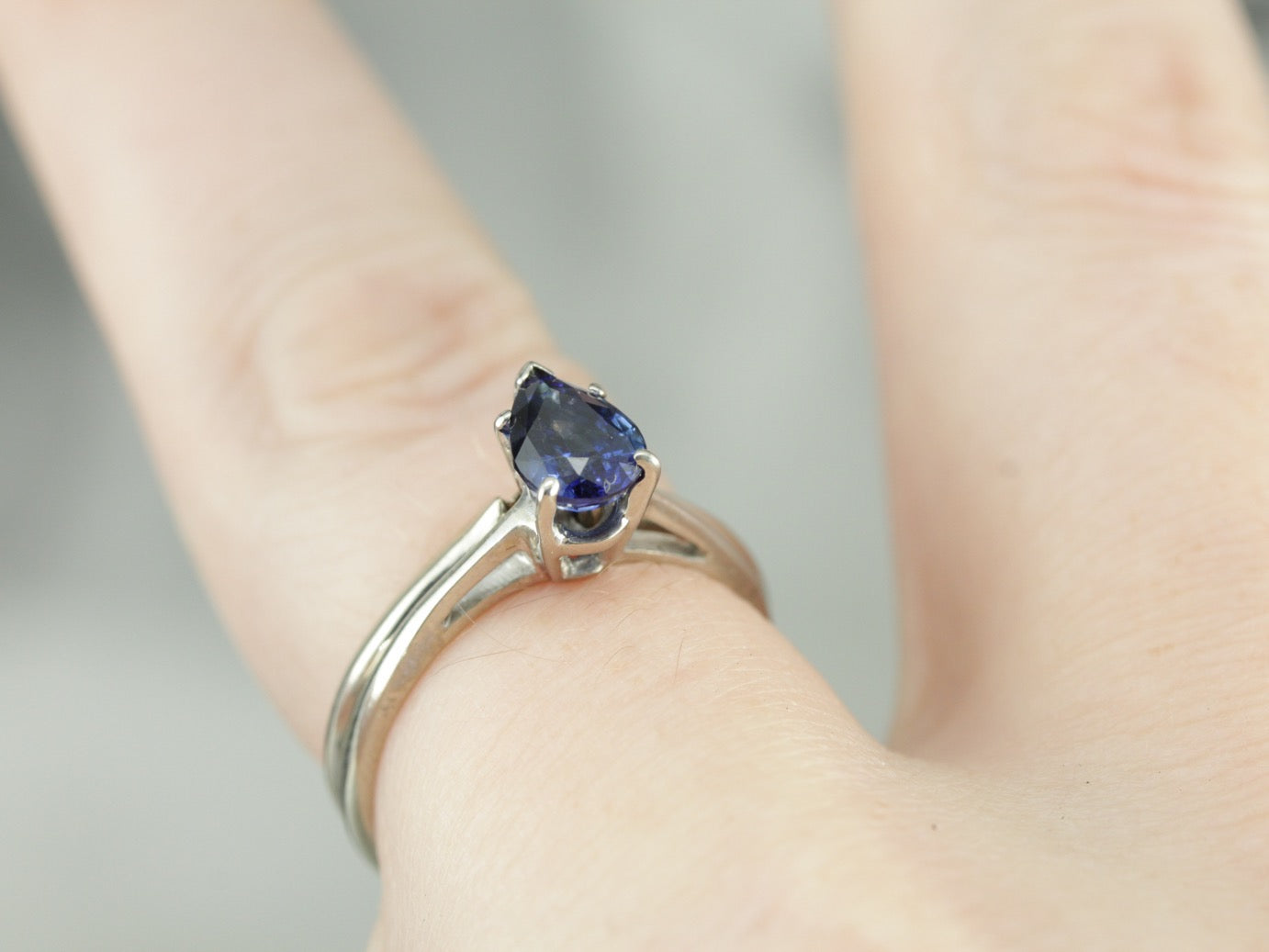 Pear Cut Sapphire Solitaire Engagement Ring