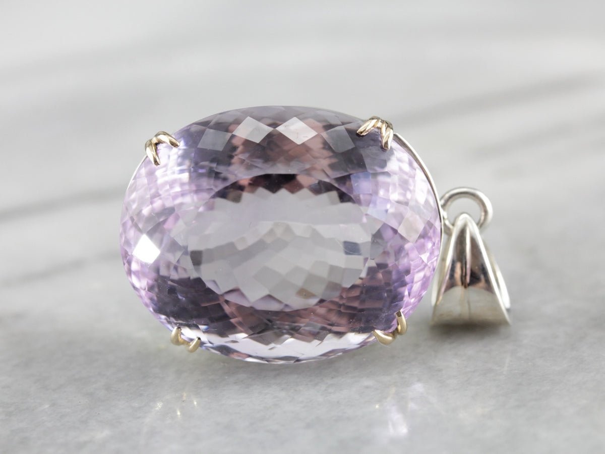 Large Amethyst Gemstone Pendant in Sterling Silver