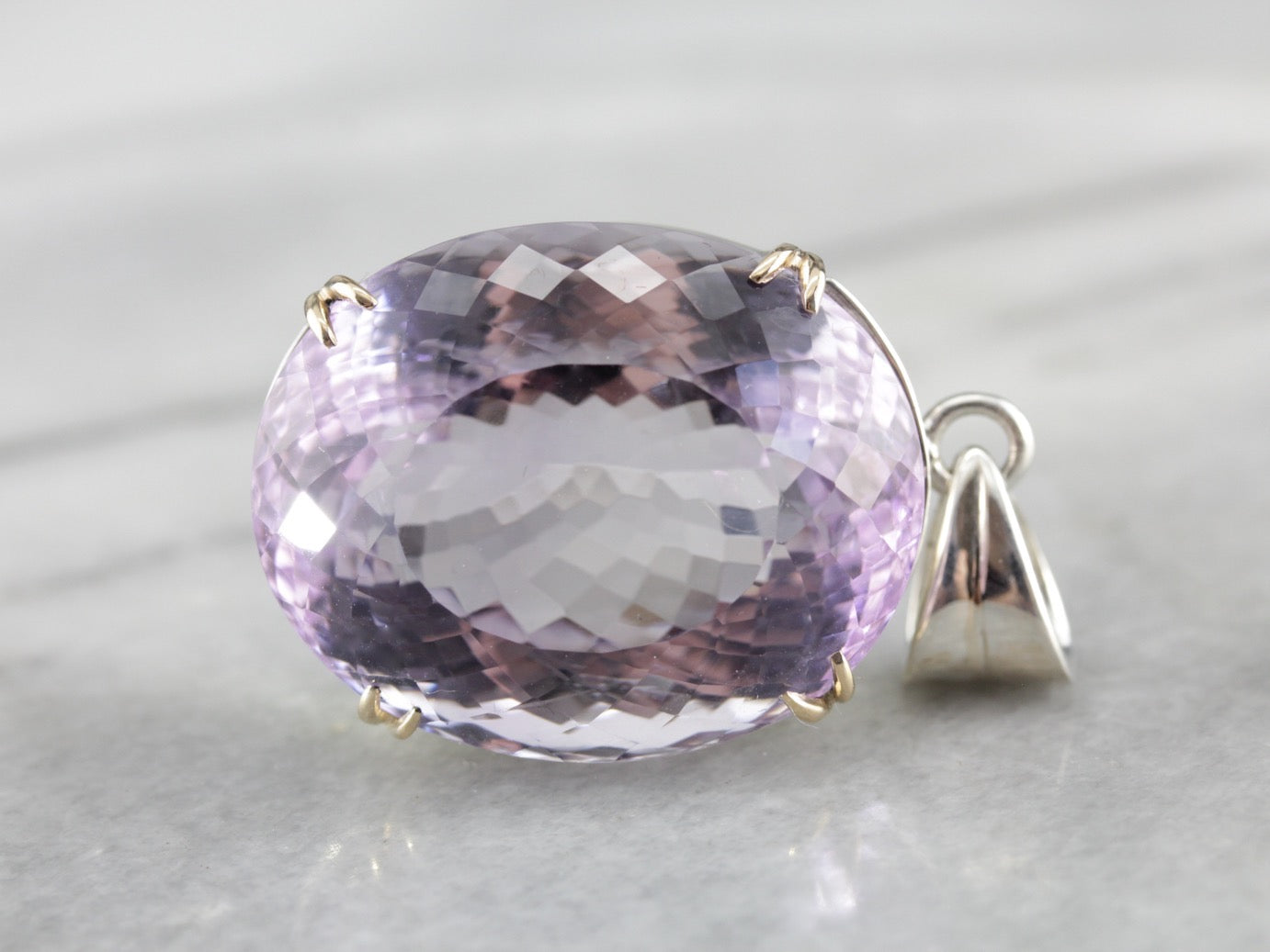 Large Amethyst Gemstone Pendant in Sterling Silver