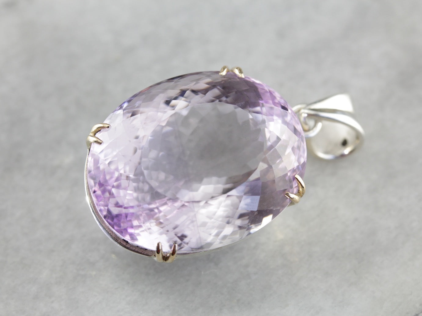 Large Amethyst Gemstone Pendant in Sterling Silver