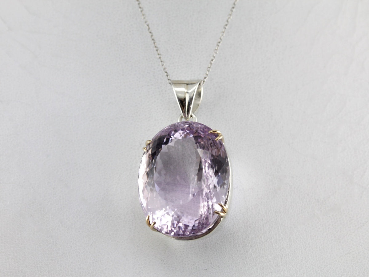 Large Amethyst Gemstone Pendant in Sterling Silver
