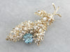Vintage Glittering Floral Blue Zircon and Diamond Brooch