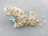 Vintage Glittering Floral Blue Zircon and Diamond Brooch