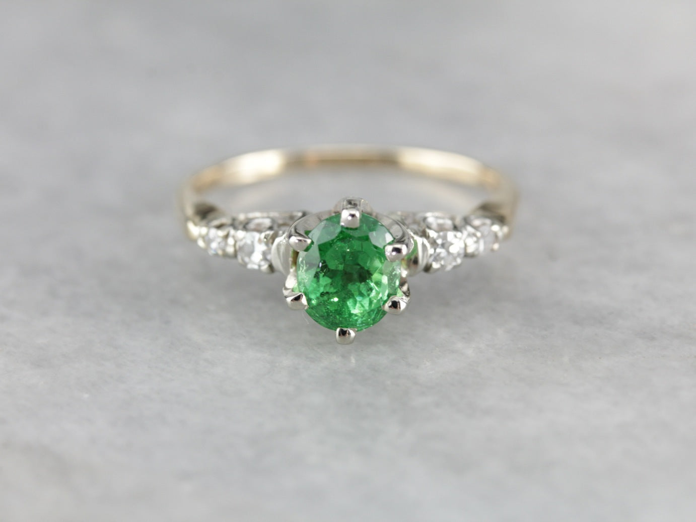 Stunning Vintage Tsavorite Garnet Anniversary Ring