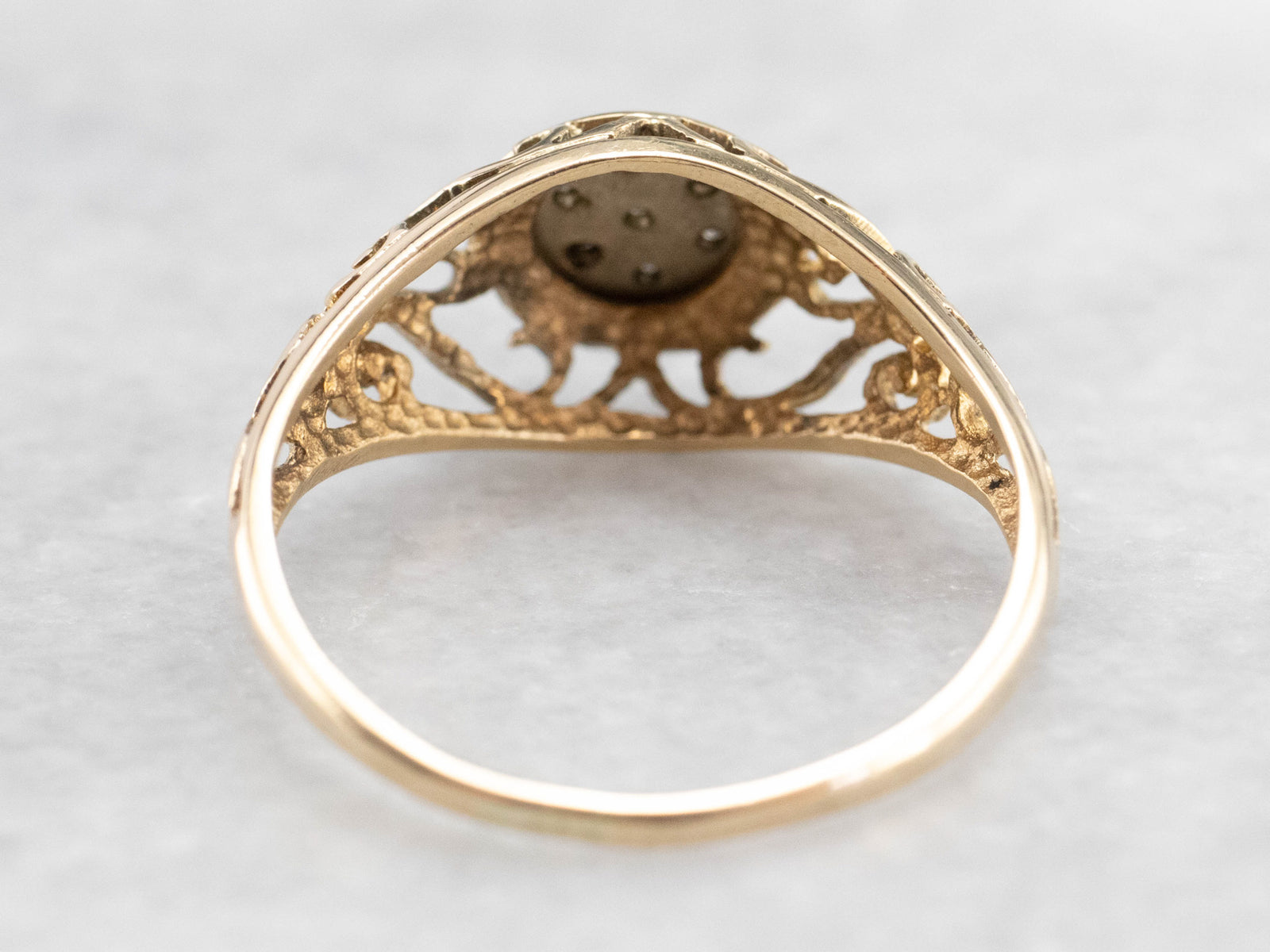 Gold Heart Filigree Diamond Cluster Ring