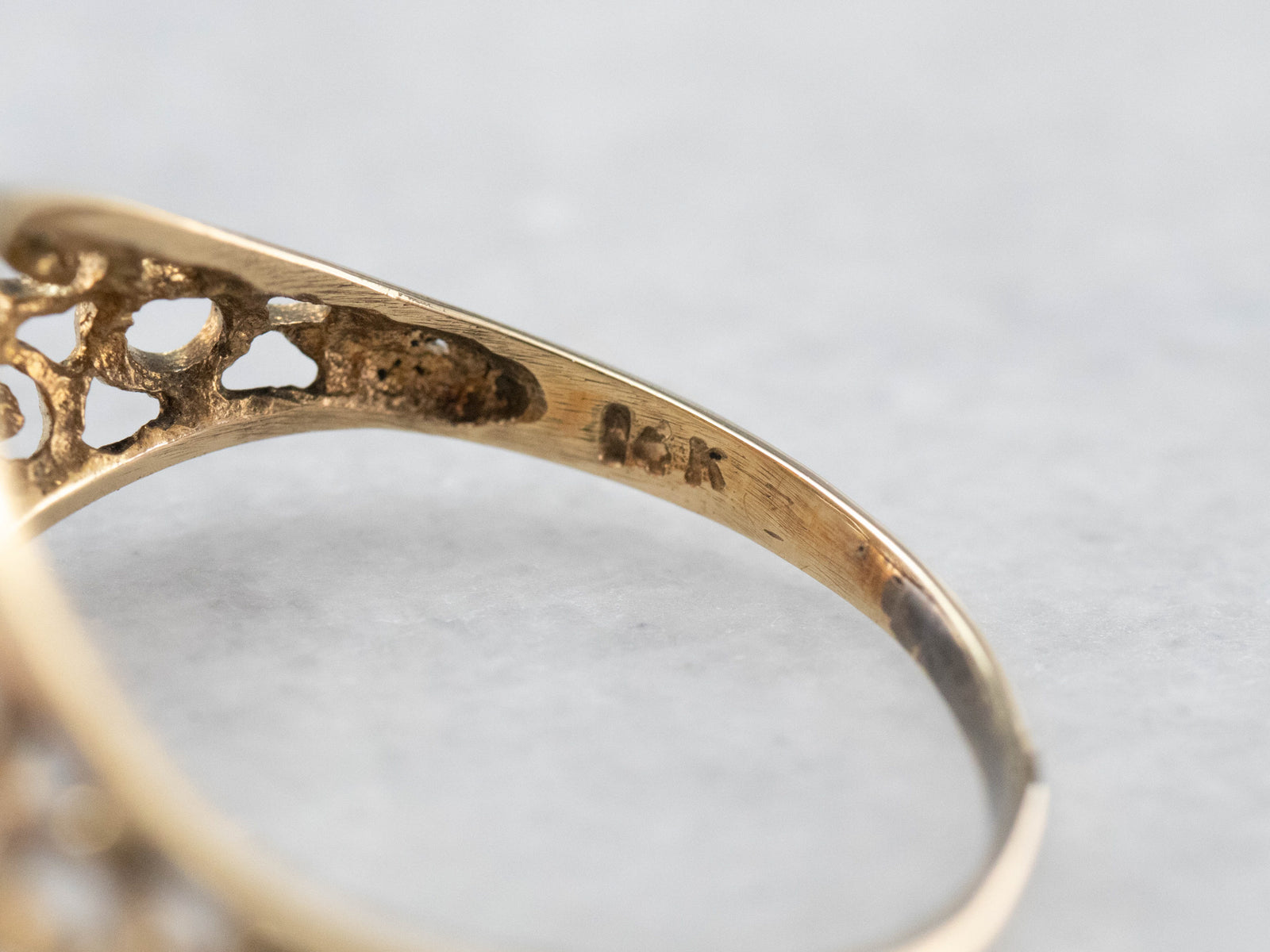 Gold Heart Filigree Diamond Cluster Ring