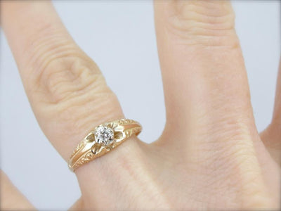 Victorian Rose Gold Belcher Ladies Engagement Ring