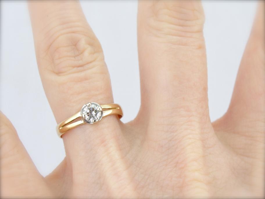 Vintage Diamond and Gold Illusion Set Engagement Ring