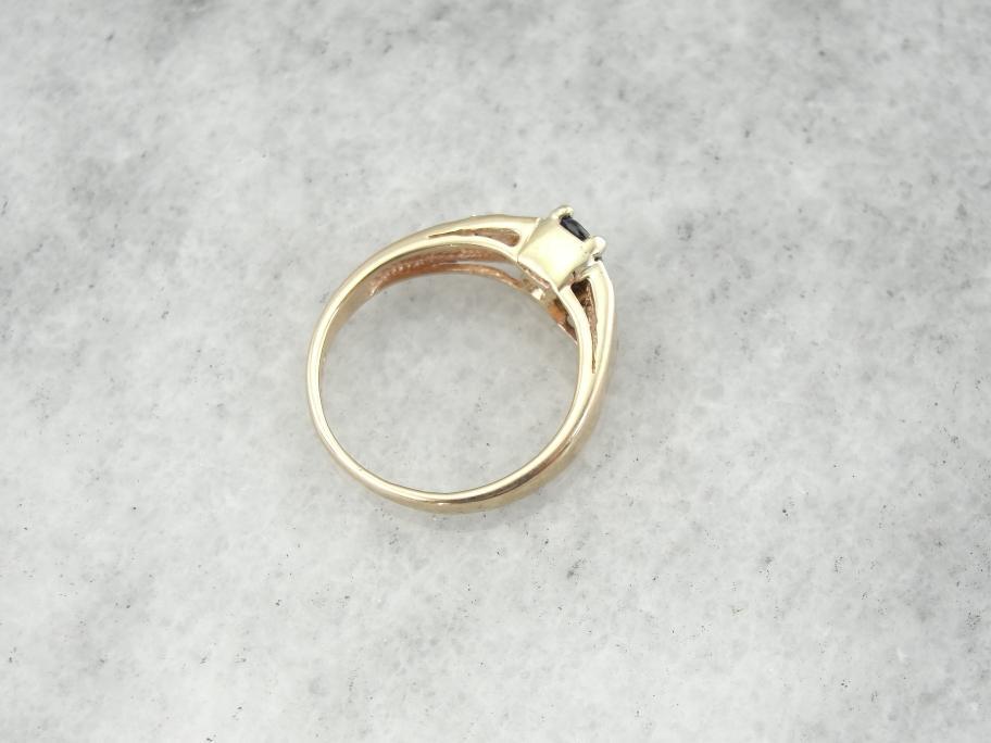 Deep Blue Sapphire and Diamond Ladies Ring