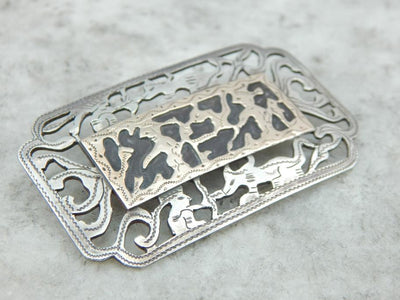Vintage Guatemalan Silver Brooch with Rose Gold