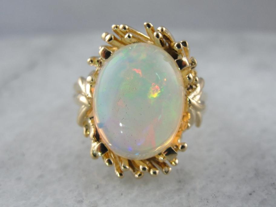 Flowing and Swirling Vintage Opal Cocktail Ring