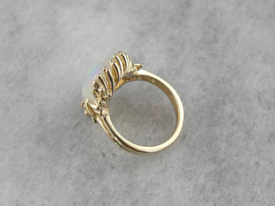 Flowing and Swirling Vintage Opal Cocktail Ring