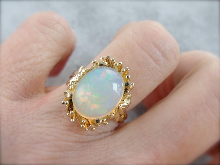 Flowing and Swirling Vintage Opal Cocktail Ring