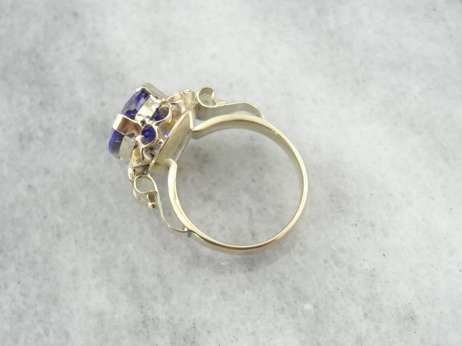 Victorian Revival Cocktail Ring with Fine Tanzanite Gemstone