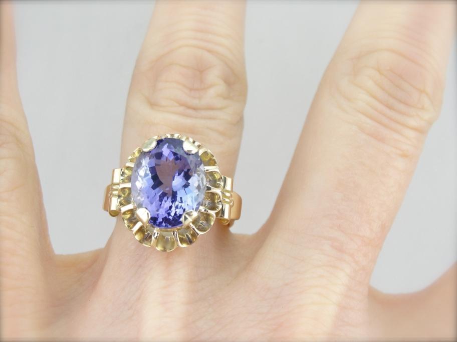Victorian Revival Cocktail Ring with Fine Tanzanite Gemstone