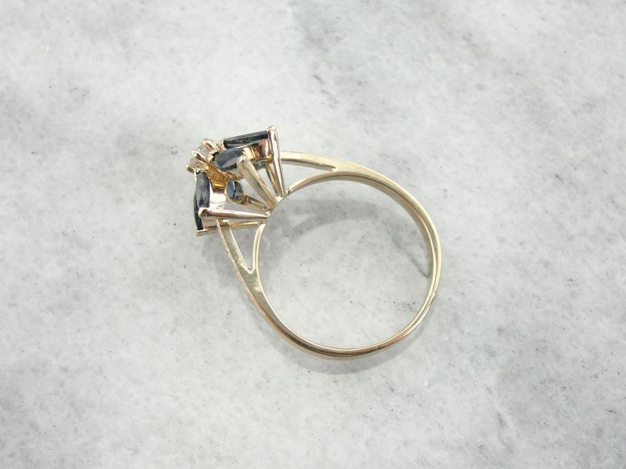 Vintage Sapphire and Diamond Flower Ring