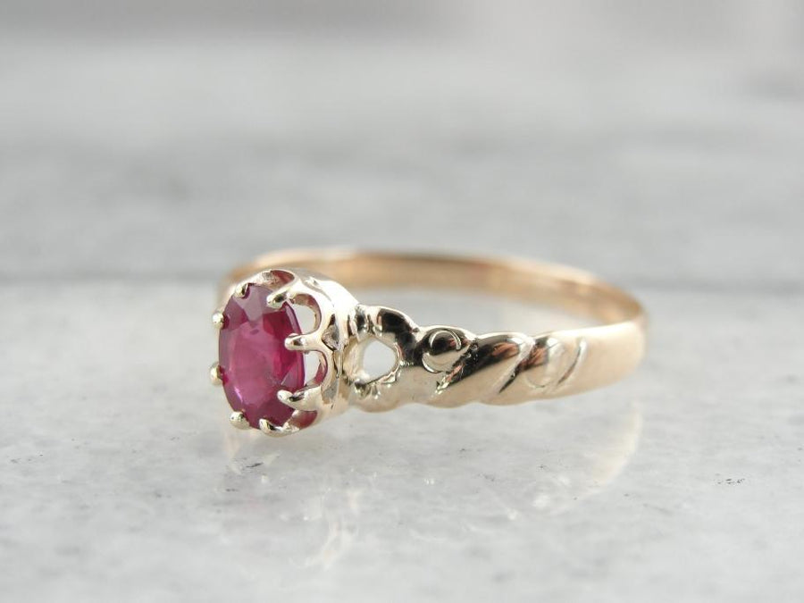 Antique Ruby and Gold Ladies Ring for Everyday