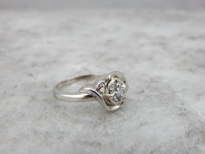 Vintage White Gold and Diamond Cocktail Ring