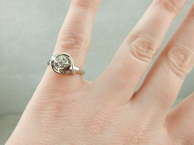 Vintage White Gold and Diamond Cocktail Ring