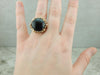 Vintage Tri Color Gold and Onyx Retro Era Cocktail Ring