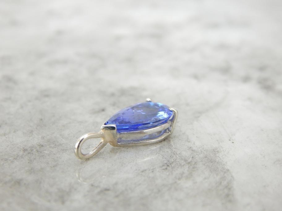 Tanzanite and White Gold Pear Cut Pendant