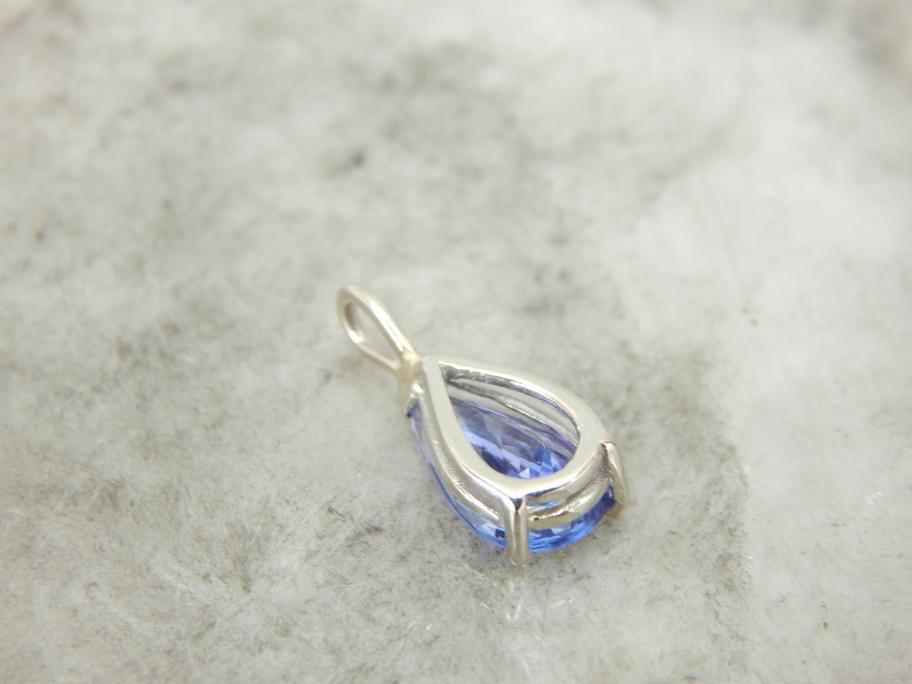 Tanzanite and White Gold Pear Cut Pendant
