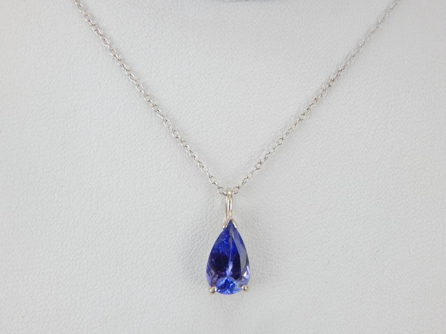 Tanzanite and White Gold Pear Cut Pendant
