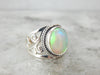 Botanical Opal Sterling Silver Wide Band Ring