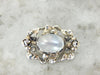Antique Botanical Sterling Silver Brooch with Moonstone Center