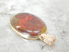 Earthy Olive Green and Lava Red Jasper in Gold Pendant