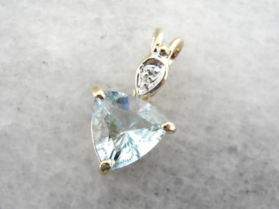 Trillion Aquamarine and Diamond Vintage Pendant