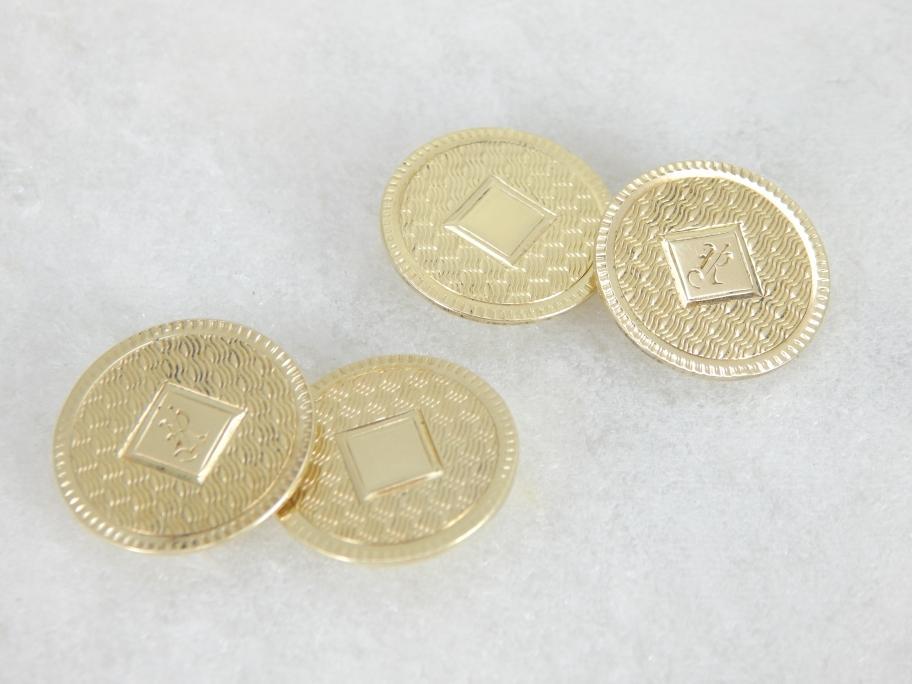 Vintage Cufflinks in Soft Green Gold
