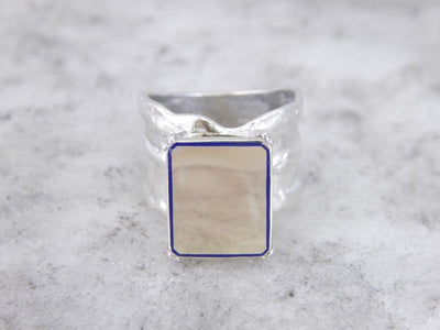 Mixed Modern and Abstract Gold and Silver Cocktail Ring