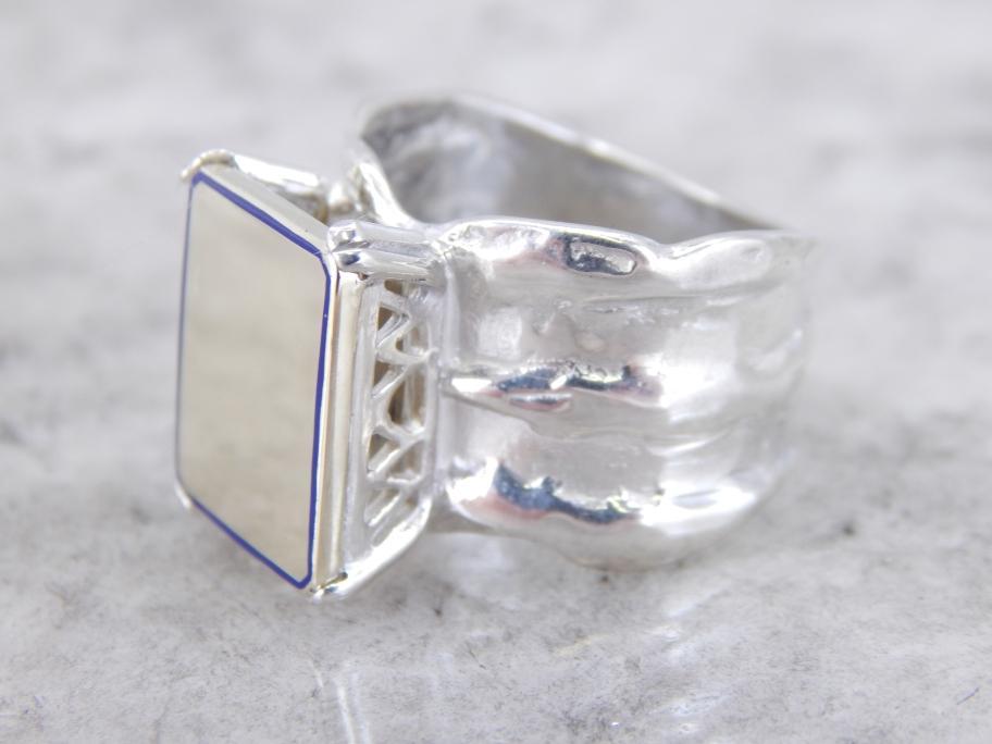 Mixed Modern and Abstract Gold and Silver Cocktail Ring