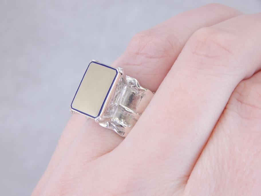 Mixed Modern and Abstract Gold and Silver Cocktail Ring