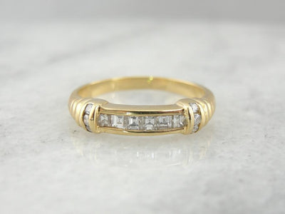 Square Cut Diamond Band with Inlaid Shoulders