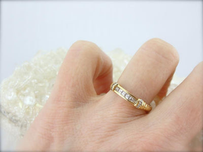Square Cut Diamond Band with Inlaid Shoulders