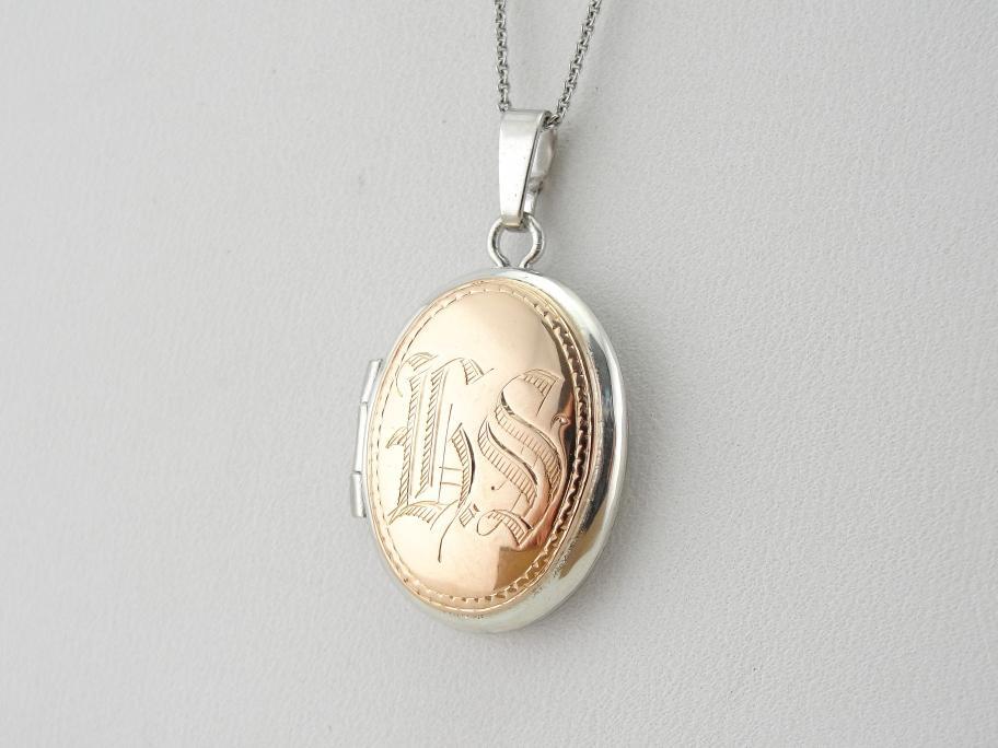 Sterling and Gold Locket Engraved LA