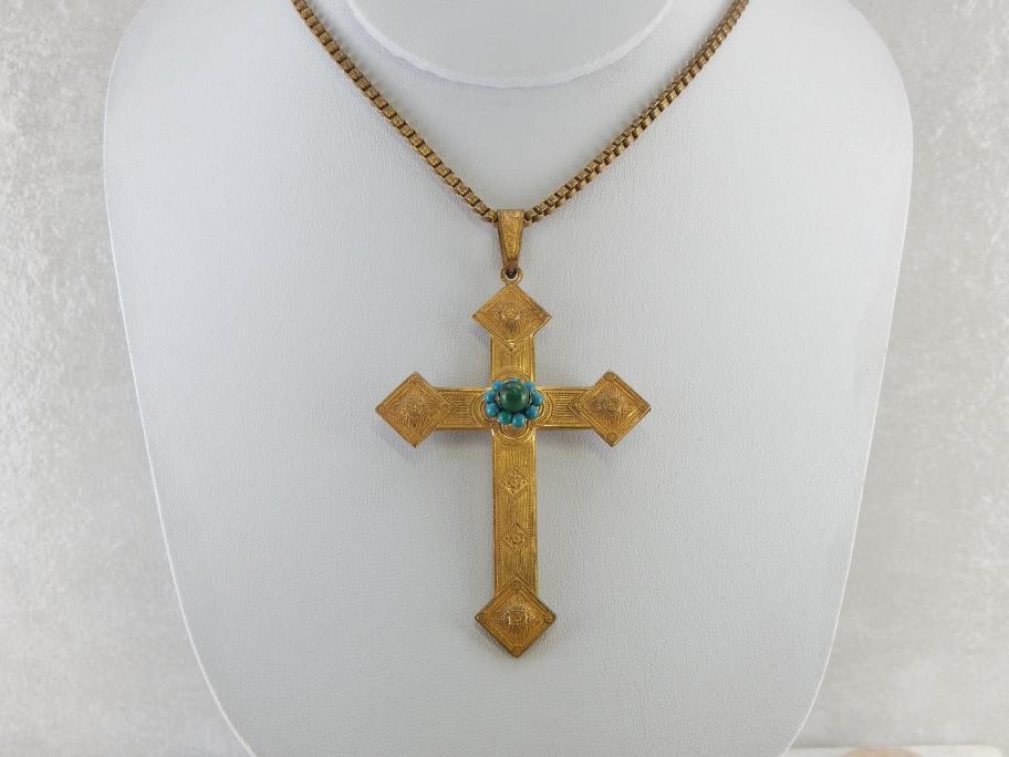 Vintage Miriam Haskell Cross Pendant Necklace