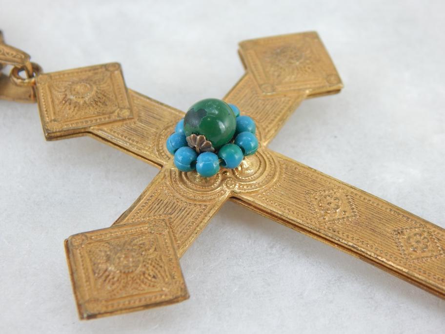Vintage Miriam Haskell Cross Pendant Necklace