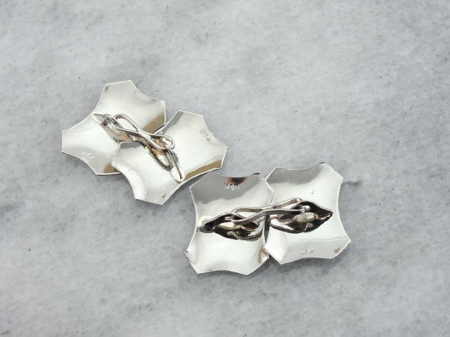 White Gold Engraved Cufflinks