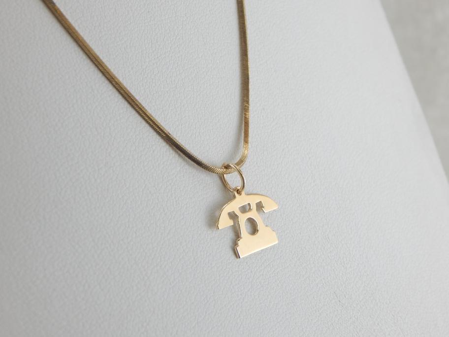 Vintage Telephone Charm in Yellow Gold
