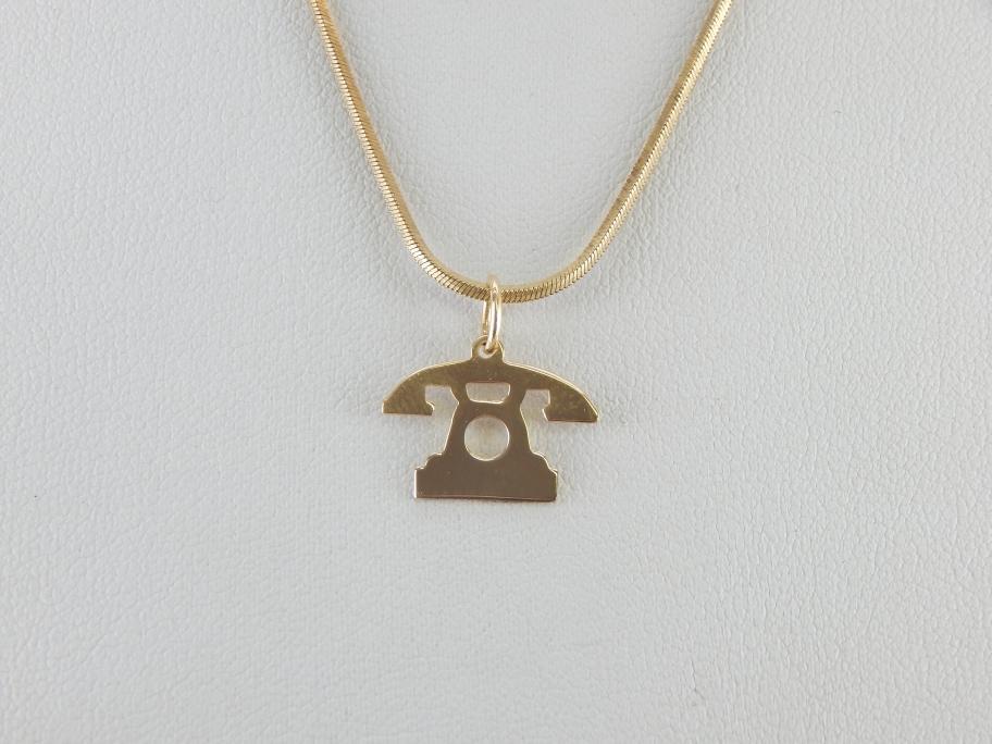 Vintage Telephone Charm in Yellow Gold