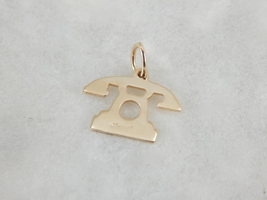 Vintage Telephone Charm in Yellow Gold